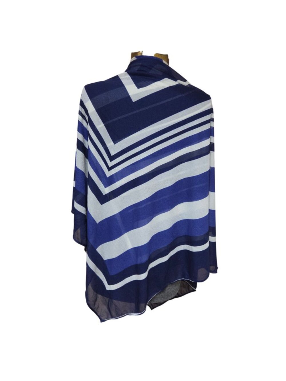Oscar De La Renta Blue White Geometric Print Sarong Wrap Dress One Size USA - Picture 9 of 11